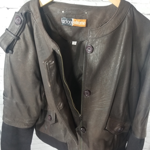 Plus size Leather Bomber Jacket - Picture 9 of 12